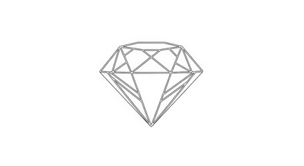 Fototapeta premium Outline drawing depicts a brilliant cut gemstone structure in profile view