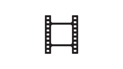 Fototapeta premium Film Strip Icon in Simple Flat Design with Dark Gray Color on White Background for Graphic Design