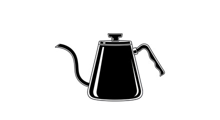 Obraz premium Black Gooseneck Kettle Silhouette, Pour Over Coffee Maker Icon