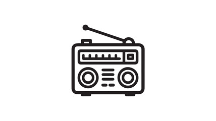 Fototapeta premium Retro Radio Icon in Simple Line Art with Black Color on White Background for Music Apps