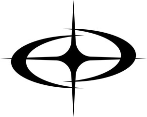 Y2k Groovy Brutalism Aesthetic Sparkle Star Orbit Element © Monsters Visual