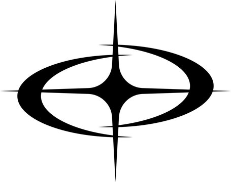 Y2k Groovy Brutalism Aesthetic Sparkle Star Orbit Element