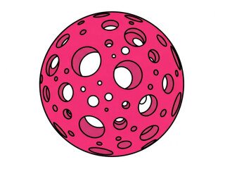 Pink sphere with holes isolated on transparent background