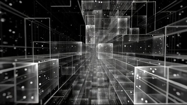 Hyperscale cloud infrastructure architecture. Data-center architecture. Computing architecture. Digital network architecture. Abstract digital landscape with lines and light effects