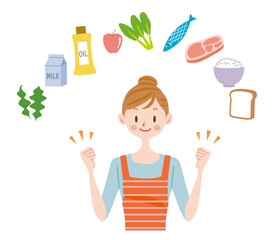 栄養バランスと食事を考える主婦