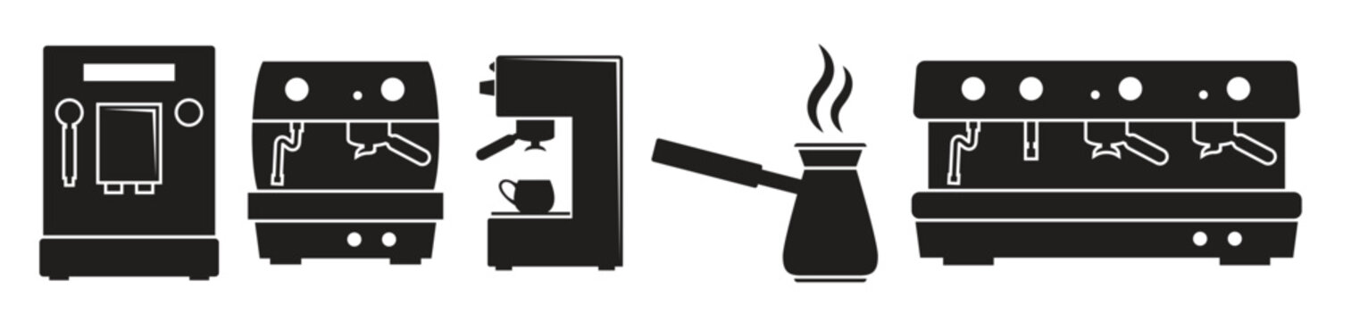 set of isolated icons on a theme coffee machines