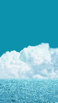 Timelapse Clouds Moving Above Calm Ocean Composite Scene