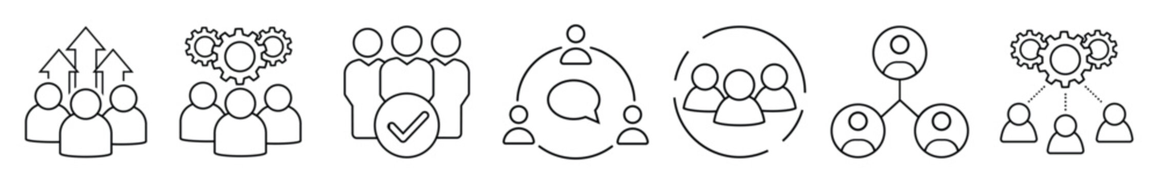  team icon set development illustration sign collection