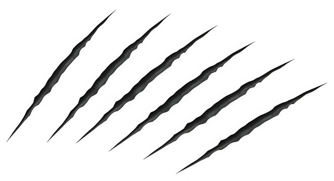 Claw Marks Scratches Isolated on Plain Surface.