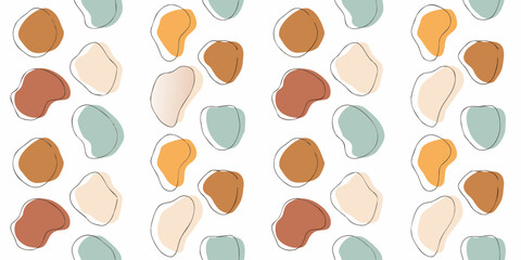 Fototapeta premium Abstract pattern of organic shapes in muted earthy tones on white
