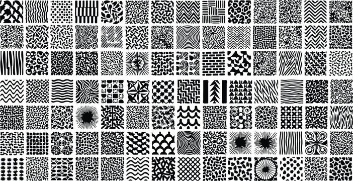 Vector set of grungy hand drawn textures. Lines, circles, crosses, smears, spirals, waves, brush strokes, triangles. Hand drawn elements for your graphic design