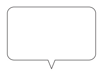 四角吹き出し 中央しっぽ シンプル枠 単品