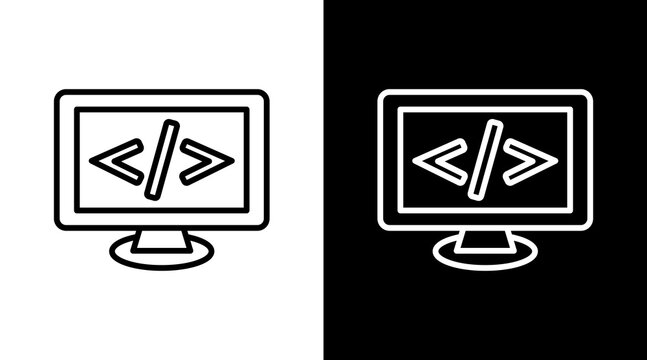 Programming White Icon Set Design 