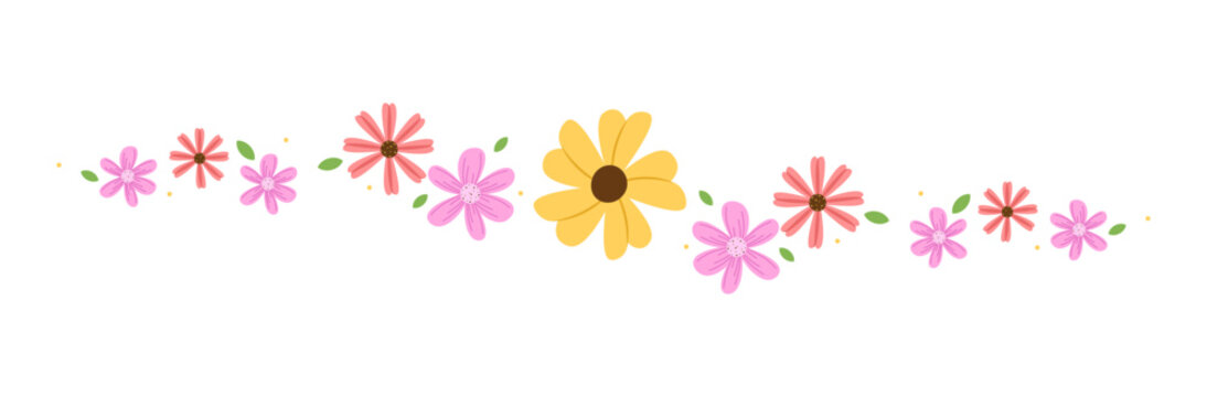 abstract colorful cute flower divider clipart summer spring illustration
