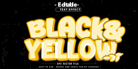 Editable text effect on black and yellow themed text.