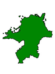福岡県の地図（縁取りグリーン）