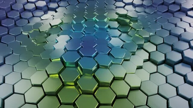 Abstract llic hexagonal pattern creates a dynamic wavy background surface.