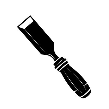 Black and white chisel tool icon.