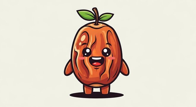Cartoon orange character with green leaves.