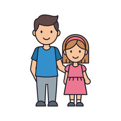 Father and daughter standing together smiling vector illustration
