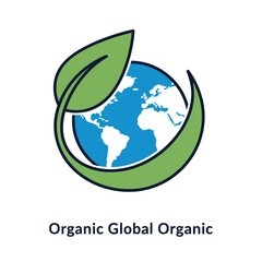 Fototapeta premium Green leaf encircles blue globe for global organic concept