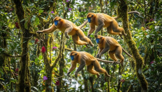 Golden Furred Snub Nosed Monkeys in Lush Forest Canopy - 20260210 191723 img 1770725843294 779