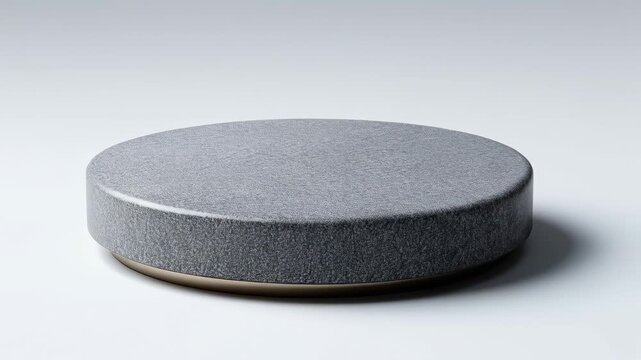 Round gray stone platform on white background with soft shadow modern minimalist design
