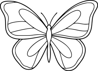 Fototapeta premium A butterfly with outstretched wings is depicted in a simple line art style