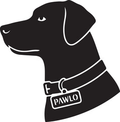  Personalized Name Tag Collar icon in silhouette on white background.