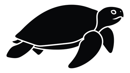 A black and white illustration of a turtle swimming in the ocean. isolated on white background, Vector © SILHUETTECHEMBER