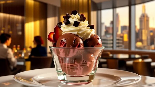 Chocolate dessert in a restaurant.