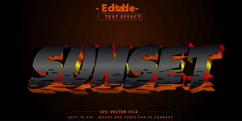 Editable text effect on sunset themed text.