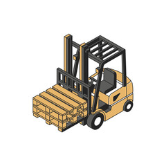 Naklejka premium Isometric View of Electric Forklift Lifting Pallet