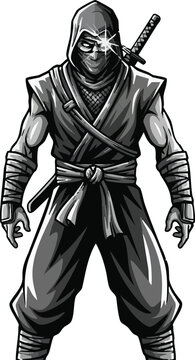 A ninja warrior with a sword on his back Vector