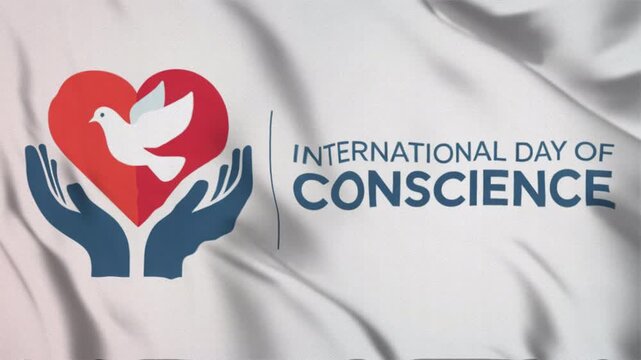 Featuring the International Day of Conscience in a waving flag style, Great for opening videos, campaign videos, greetings