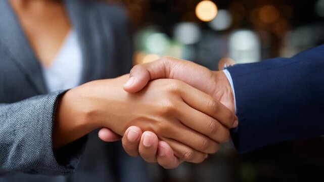 A Successful Business Partnership Is Established Through a Firm Handshake, Signifying Trust, Cooperation, and a Positive Relationship That Promises Growth 