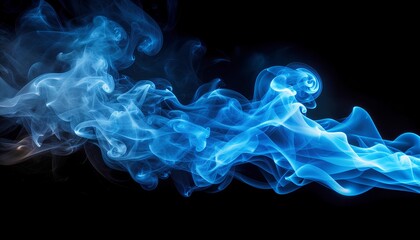 Fototapeta premium glowing light blue smoke on a black background