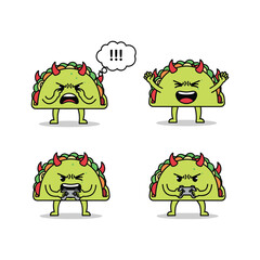 Obraz premium Taco character emoticons expressing different emotions and reactions