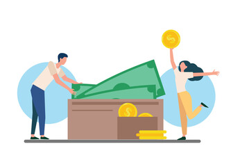 Saving Money Together Illustration Showing Financial Growth and Smart Budgeting