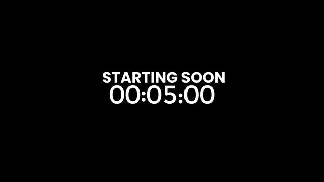 Streaming starting soon for event start. Ideal for websites, social media, presentations, and marketing content to create anticipation and urgency.