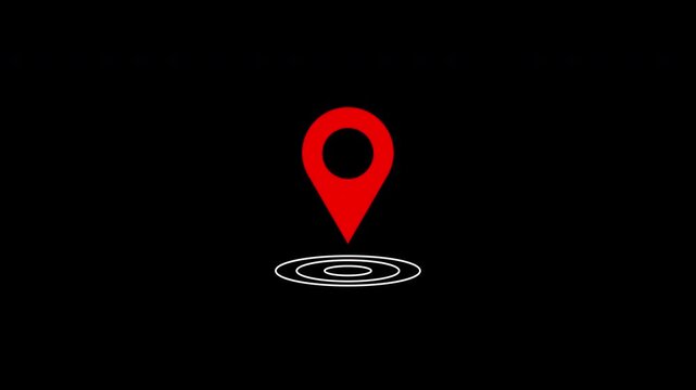 Localization mark above rings on dark background. Suitable for navigation, maprelated themes, travel, technology, geolocation concepts, and web design.