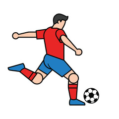 Fototapeta premium Cartoon Soccer Player Kicking Ball Illustration.