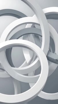Abstract background with overlapping white and grey 3D rings creating a modern