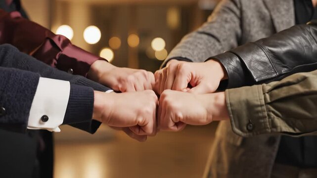 hands in a group fist bump