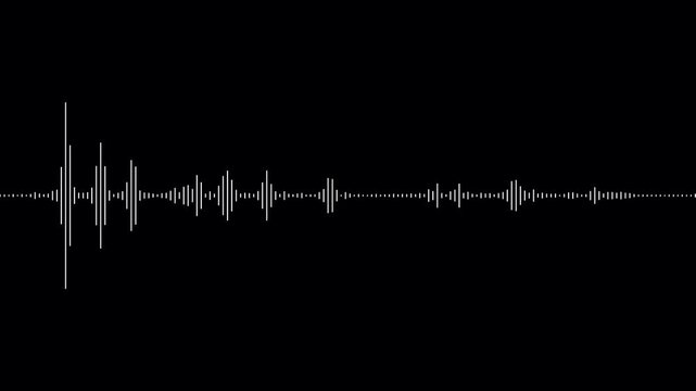 Bright audio wave digital frequency animation on black background. Music waves oscillation. Futuristic audio waves visualization. Spectrum audio- Podcast sound waves for online audio streaming.