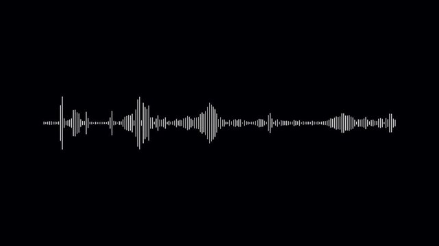 Bright audio wave digital frequency animation on black background. Music waves oscillation. Futuristic audio waves visualization. Spectrum audio- Podcast sound waves for online audio streaming.