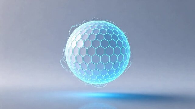 Blue hexagonal sphere with glowing outline