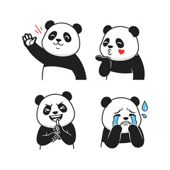 Panda Emoticons Showing Various Emotions and Reactions in Simple Cartoon Style © Mdbayjid