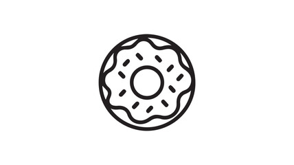 Obraz premium Donut Icon in Simple Line Art Style with Black Outline on White Background for Bakery Logo
