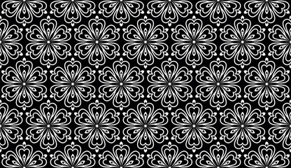 Flower geometric pattern. Seamless vector background. White and black ornament.